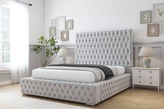 Comfort Beds Ambassador Plush Bed Frame With Mattress-50 Upholstered in Silver | Size: Single