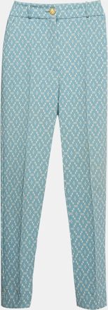 Elisabetta Franchi Blue Logo Printed Crepe Pants