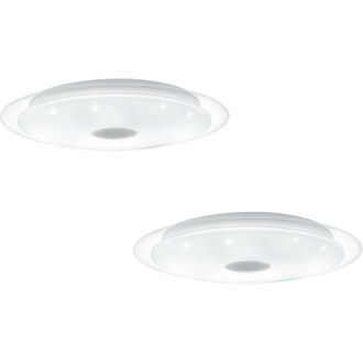 Loops 2 PACK Wall Flush Ceiling Light White Shade White Chrome Crystal Effect LED 24W