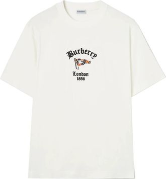 Burberry Check Flag Katoenen T-shirt - Heren - T-shirts - Wit - S - Katoen - Tops