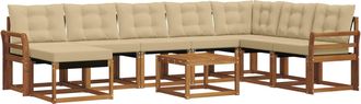 vidaXL Conjunto De Sof&aacute;s De Exterior 9 Uds. Natural Y Beige Vidaxl