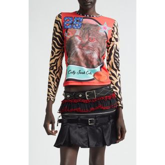 Chopova Lowena Cutty Sark Cats Fitted Jersey Graphic T-Shirt in Red Multi at Nordstrom, Size Xx-Small