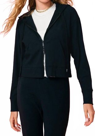 Terez Rib Crop Hoodie In Black