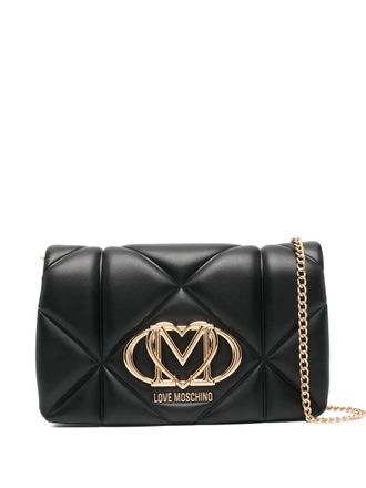 Love Moschino quilted logo-plaque shoulder bag - women - Polyurethane - One Size - Black
