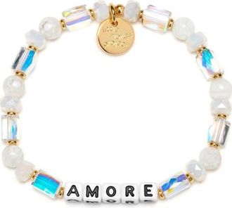 Little Words Project Amore Beaded Stretch Bracelet in White at Nordstrom, Size Small