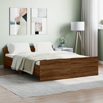 Berkfield Home Bed Frame with Headboard & Footboard Brown Oak 140x190 cm