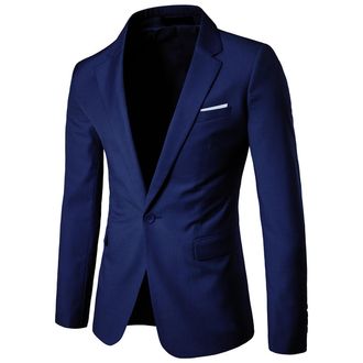 AlltheMen Marineblauwe casual blazer, slim-fit zakelijke blazer