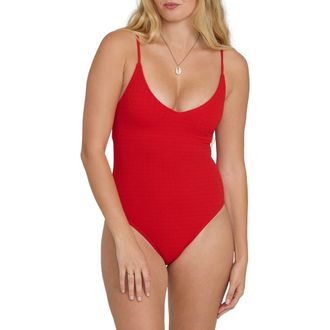 Billabong Rising Tide Strappy One-Piece Swimsuit in Fiesta Red at Nordstrom, Size X-Small