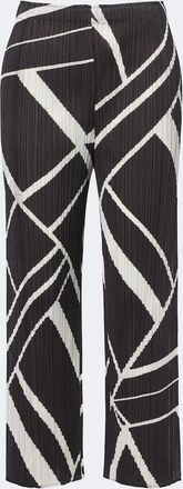 Pleats Please Issey Miyake Fold Line pleated printed wide-leg pants