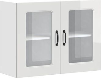 vidaXL Vidaxl - Kitchen Wall Cabinet with Glass Door Kalmar High Gloss White Engineered Wood