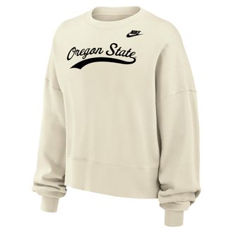 Nike Oregon State Nike Womens College Phoenix Fleece Crew-Neck Sweatshirt in White | W33302P403ORST-SAI