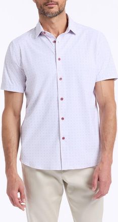 Robert Graham Brompton Knit Short Sleeve Button-Up Shirt in Lilac at Nordstrom, Size Xxx-Large