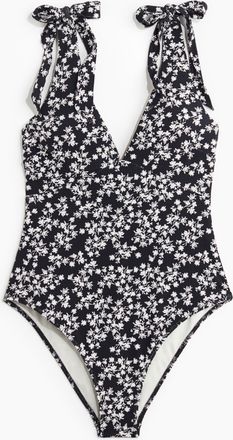 H&M Badeanzug mit wattierten Cups und High Leg - Schwarz