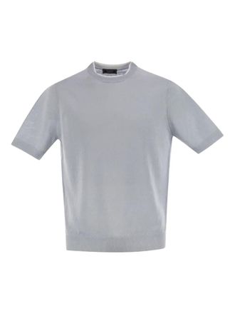 PESERICO ribbed-knit T-shirt - men - Linen/Flax/Cotton - 54 - Blue