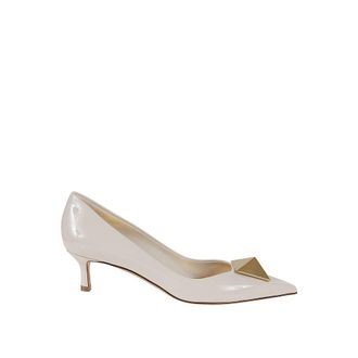 Valentino Garavani White Leather Mid Heel Womens Pumps