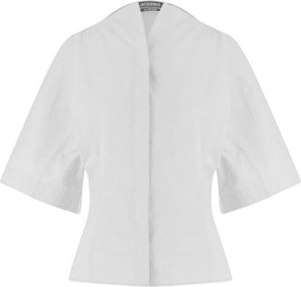 Jacquemus Structured White Top with Deep V-Neckline