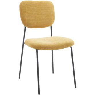 Home Heavenly Home Heavenly Pack 4 Sillas Tull - Sillas Apilables Con Estructura Met&aacute;lica, Tapizado En Tela Poli&eacute;ster, Dise&ntilde;o Moderno Para Co Color : Mostaza