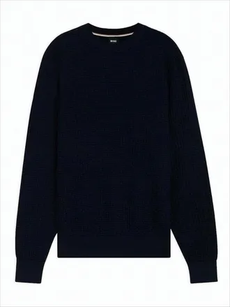 HUGO BOSS Textured Knit Crew Neck Sweater