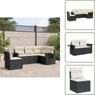 vidaXL The Living Store Set Divani da Giardino 5 pz con Cuscini in Polyrattan Nero - Poltrona da giardino
