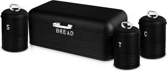 Berlinger Haus Berlinger Haus - Black Silver Panera De Mesa +juego 3 Botes Cocina Almacenaje Acero Inoxidable Contenedor De Pan Con Tapa Acero Inoxidable / Negro
