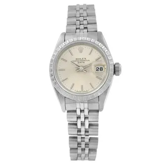 Rolex Pre-owned Rolex Oyster Perpetual Automatic Chronometer Silver Dial Ladies Watch 69240 SSJ