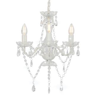 vidaXL Lampadario Con Perline Bianco Tondo 3 E14 - Vidaxl