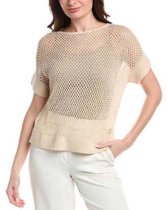 Lafayette 148 New York Mesh Stitch Bateau Neck Sweater