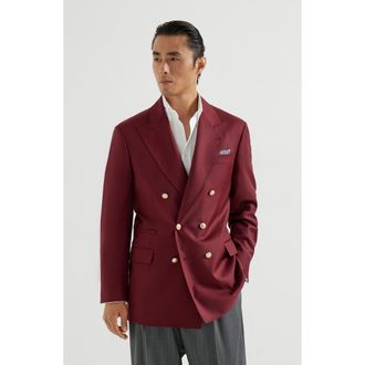 Brunello Cucinelli Blazer with metal buttons in Cherry at Nordstrom, Size 52 It
