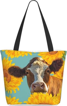 AOOEDM Highland Cattle With Sunflower Ladies Shopping Bag 13x11x7in.The Perfect ValentineS Day Gift.It Is The Best ValentineS Day Gift For Mom, Daughter, Wif
