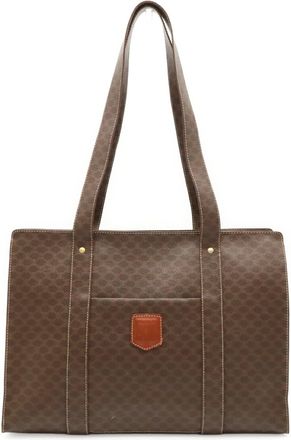 Celine Dark Brown Canvas Shoulder Bag Tote Bag (Pre-Owned)
