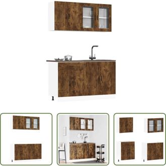 vidaXL Mobili da cucina - Set Mobili da Cucina 4 pz Porto Rovere Fumo Legno Multistrato