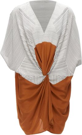 Eres Silk Striped Colorblocked Knot Coverup Tunic