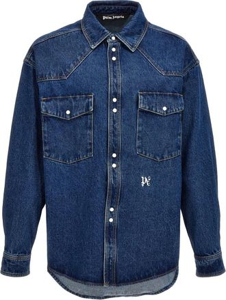 Palm Angels Heren, Jassen, Blauw, Maat: L Katoen