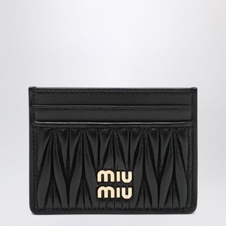 Miu Miu Black matelass&eacute; leather cardholder