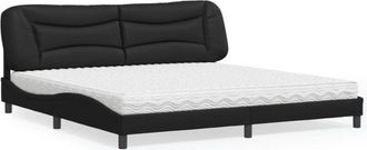 vidaXL Vidaxl - Cama Con Colch&oacute;n Cuero Sint&eacute;tico Negro 200x200 Cm