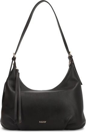 Kazar Donkerbruine leren tas met zachte vorm - Dames - Schoudertassen - Bruin - ONE Size - Leer - Tassen