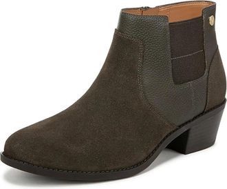 Vionic Womens Vionic Finn Boots Dark Khaki Suede Block Heel Ankle Bootie ZAP2114
