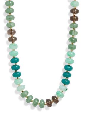 Nordstrom 12mm Beaded Necklace in Green Multi- Gold at Nordstrom