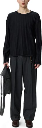 Mfpen Ribbed Round Neck Sweater With Relaxed Fit And Clean Edges