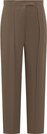 Ferragamo Bruine Viscose en Wol Broek - Dames - Straight fit broeken - Groen - S - Wol - Broeken