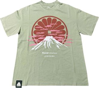 Flower Mountain T-shirt met ronde hals - Heren - T-shirts - Groen - L - Katoen - Tops