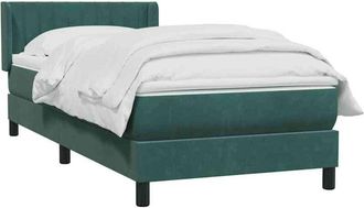 vidaXL Cama Box Spring Con Colch&oacute;n Terciopelo Verde Oscuro 80x220 Cm Vidaxl