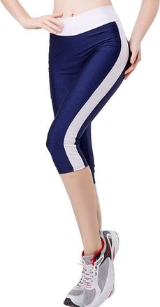 Generic Workout Tummy Womens Side Yoga Leggings Pockets Waist High Pants Leopard Print Yoga Pants Flare (Navy, S)