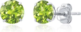 MAX + STONE 14k White Gold 6MM Round Stud Gemstone Earrings