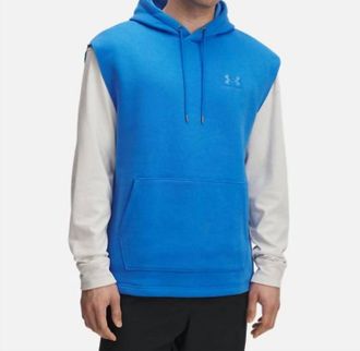 Under Armour Mens Icon Fleece Sleeveless Hoodie In Blue/white