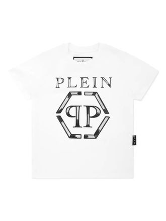 Philipp Plein logo-embellished T-shirt - kids - Cotton/glass - 4 yrs - White