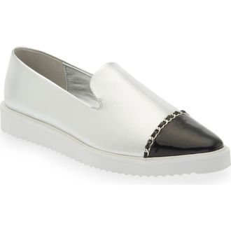 Karl Lagerfeld Caralee Cap Toe Slip-On Sneaker in Silver Black at Nordstrom, Size 9