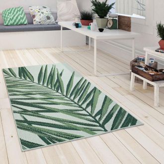 Paco Home Paco Home Alfombra Salon Jardin Hojas De Palmera Jungla Floral Motivo Boho Chic Verde 280x380 Cm, Verde 4