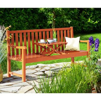 Deuba casaria Wooden Picnic Garden Bench FSC-Certified Eucalyptus Wood Integrated Folding Table Outdoor Garden Patio Deck Balcony Furniture 3