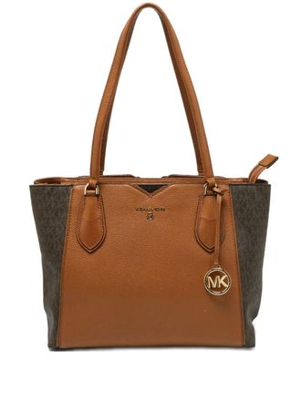 Michael Kors leather tote bag - women - Canvas/Calf Leather - One Size - Brown